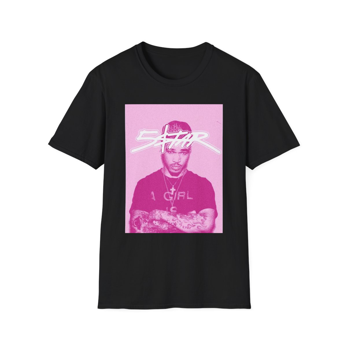 Star Graphic Portrait T-Shirt | Pink Retro Photo Print | Plaqueboymax