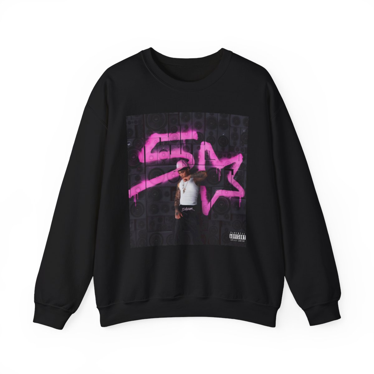 Pink Graffiti Star Photo Sweatshirt | Streetwear Album Art Crewneck | Plaqueboymax