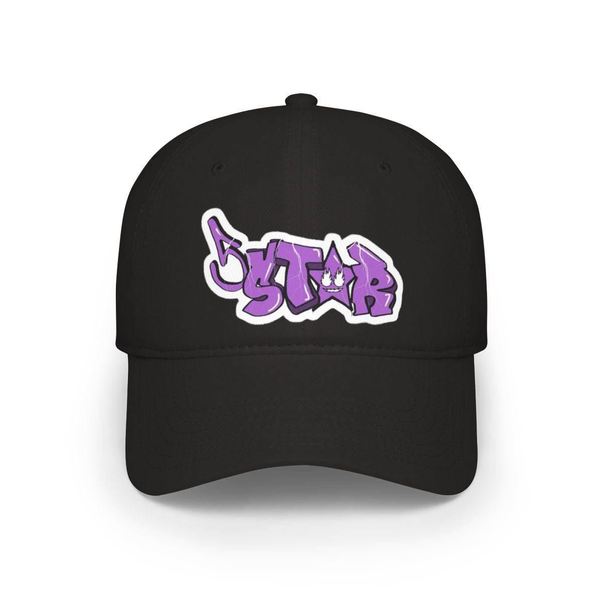 Graffiti Star Logo Low Profile Cap | Purple Street Art Embroidery | Plaqueboymax