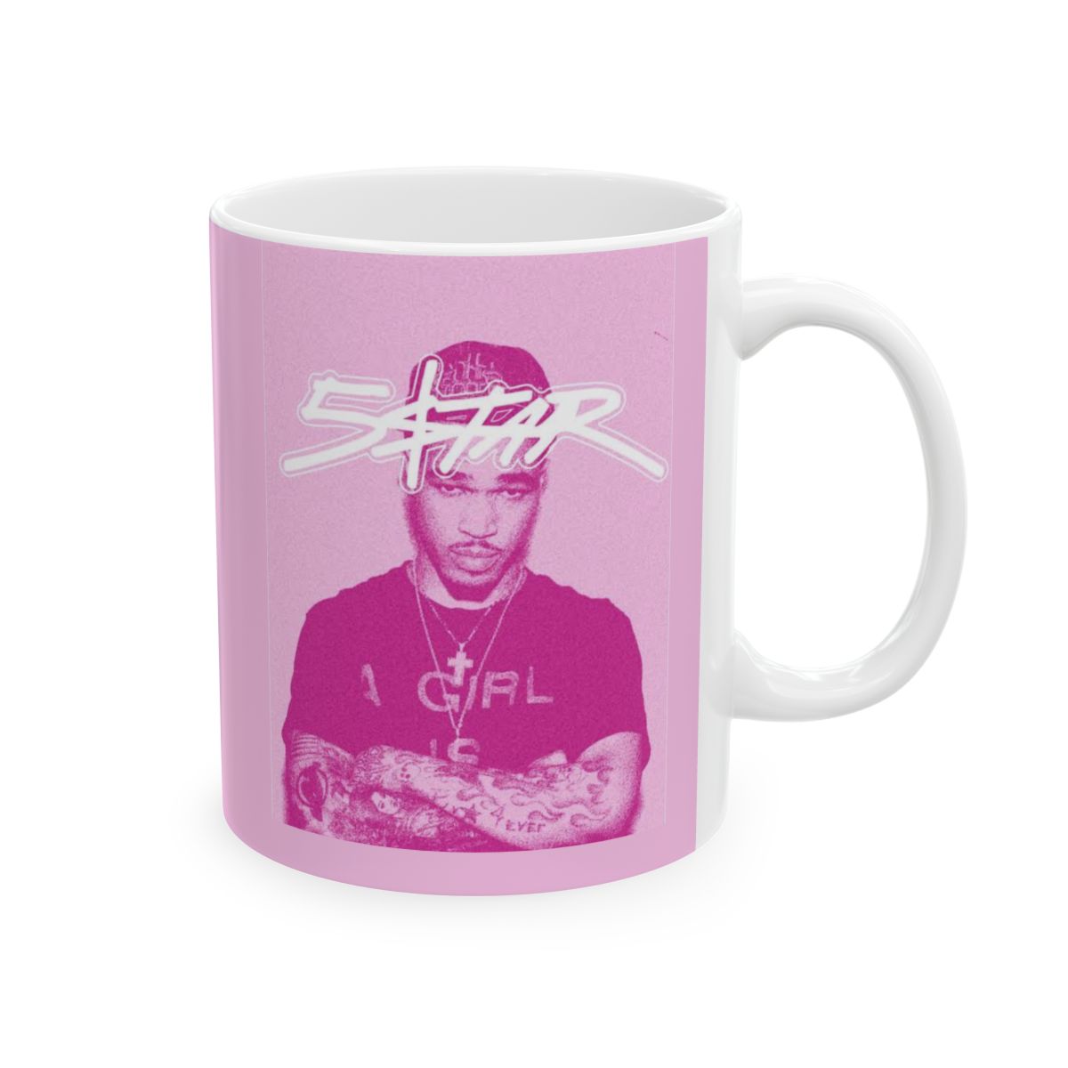 Pink Anime Girl Skull Mug | Neon Japanese Text, Kawaii Goth Ceramic Mug | Plaqueboymax