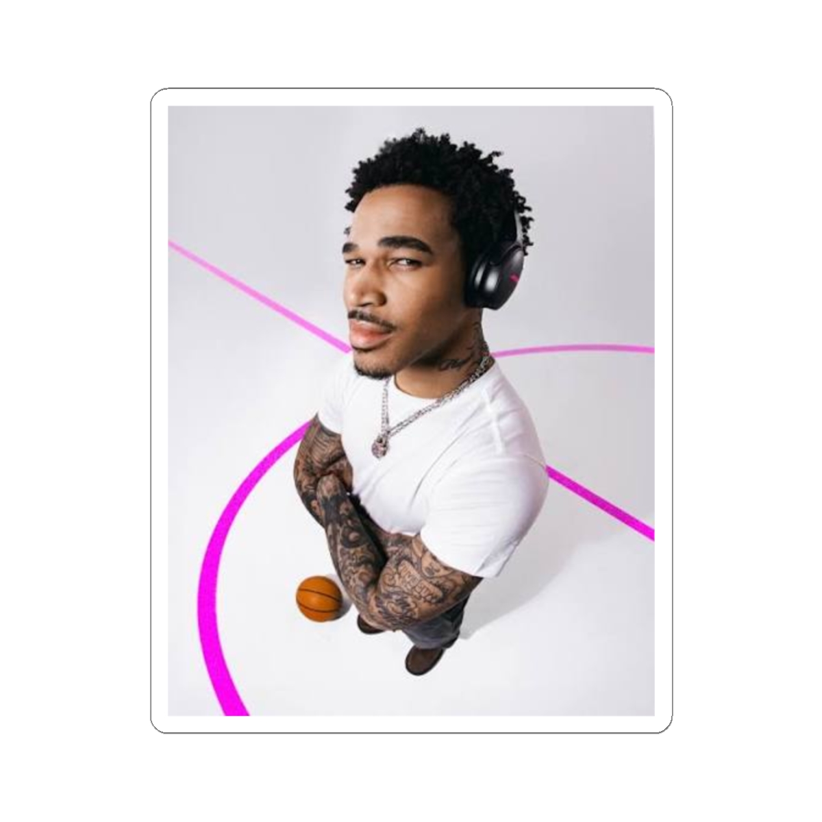 Tattooed Basketball Player Portrait Sticker | Kiss-Cut Sticker