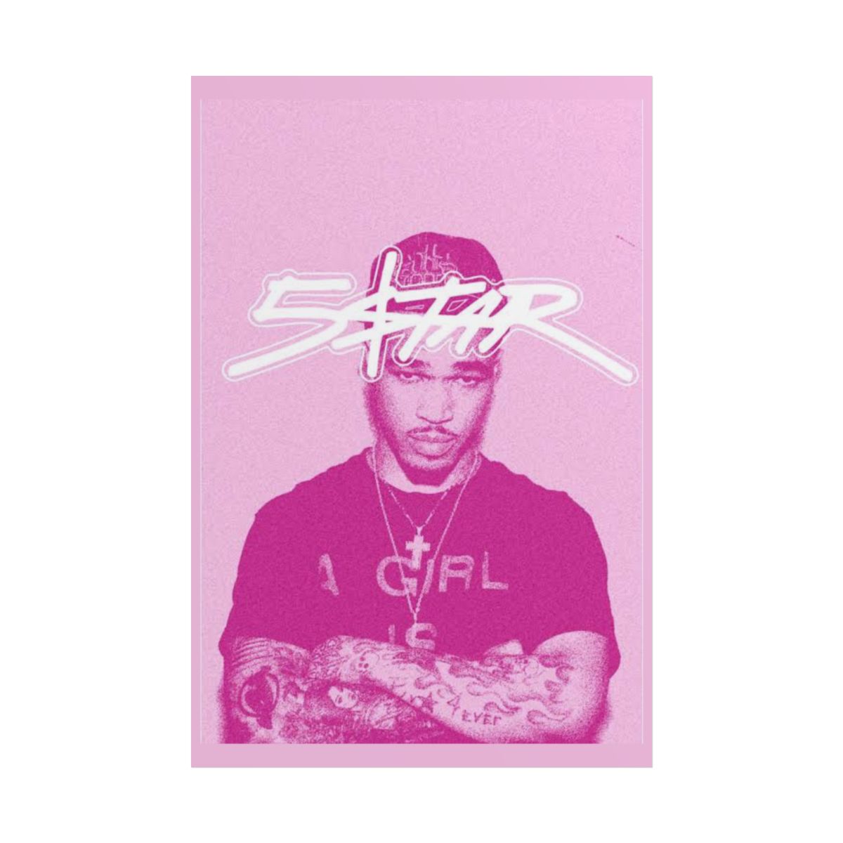 Pink Portrait Graphic Rolled Poster | Retro Script Design | Plaqueboymax